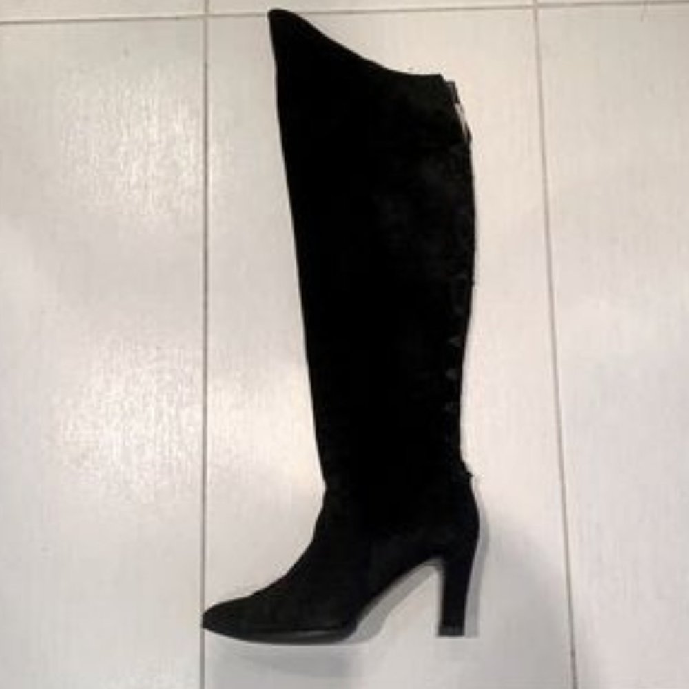 🇮🇹VTG 90’ Stuart Weitzman 💯% Suede/Leather O/U Knee Boots - Picture 10 of 17